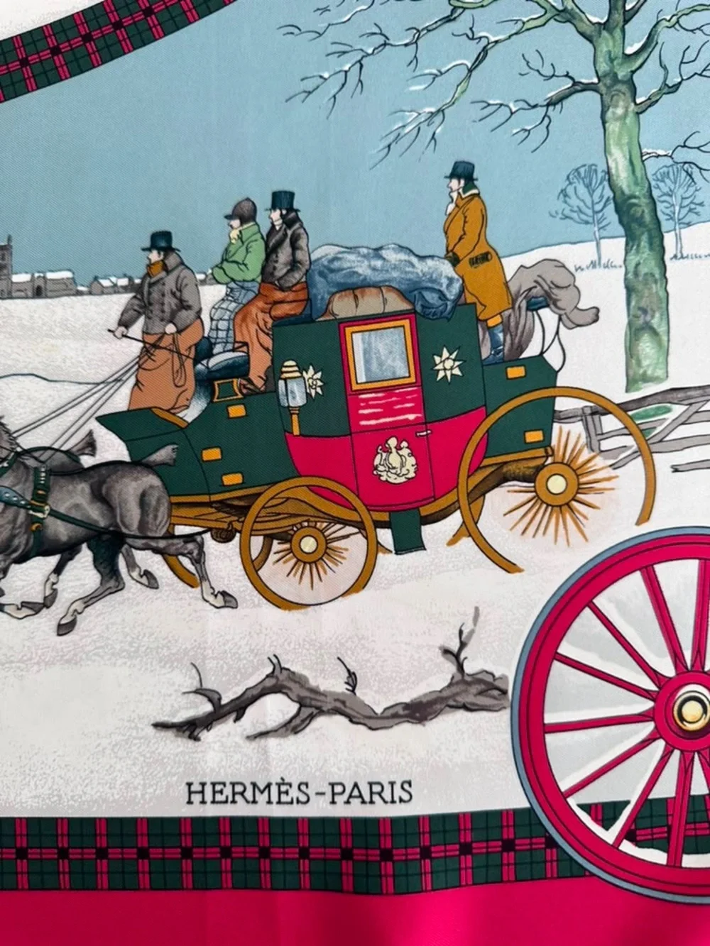 Hermes Silk Scarf Red White Hand Rolled Made in France
